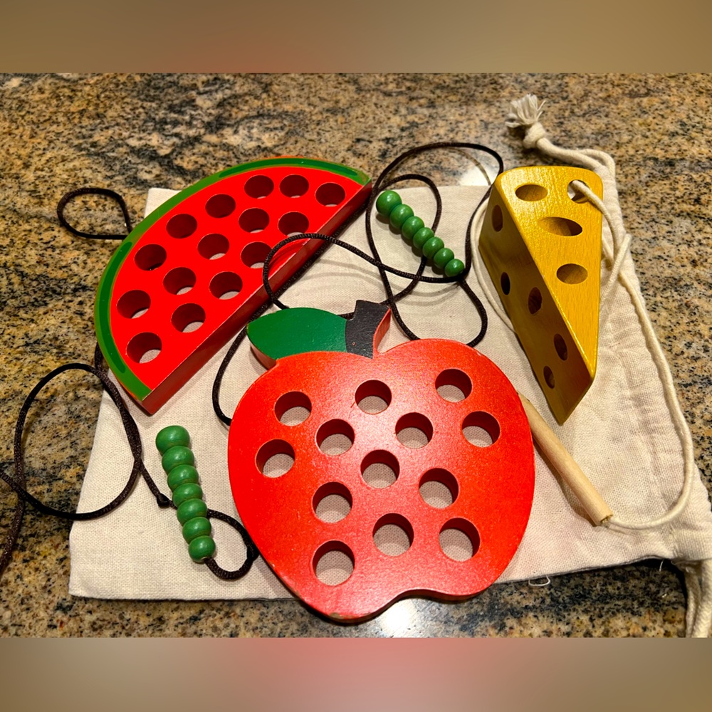 *SOLD* Lesong 3in1 Wood Lacing Toys